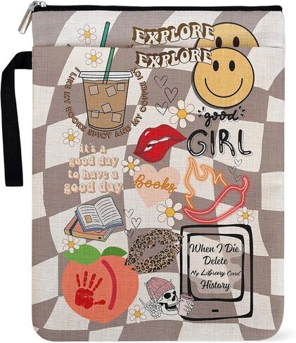 Butterfly Retro Book Sleeve - Y2K Aesthetic Sleeve for Paperbacks, Zippered 9x12 Protector Carry Handle Book Club Essential & Book Lovers Gifts in Saudi Arabia
