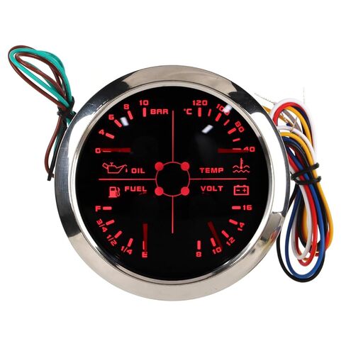Qqmora 85mm Multifunction 4in1 Gauge Monitoring Oil Pressure Water Temp Volt Meter DC 9 32V Car RV Boat Motorcycle (Black °F/PSI) in Saudi Arabia
