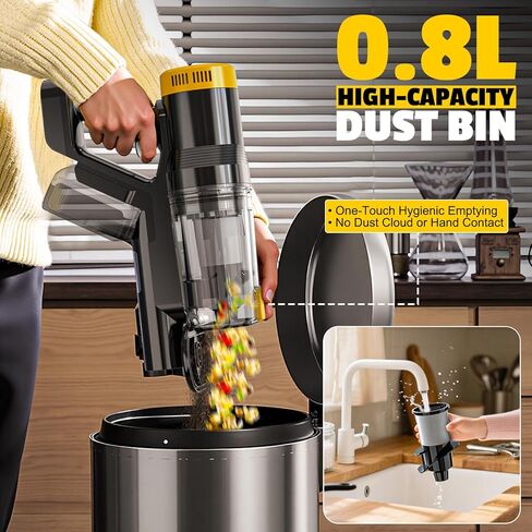 مكنسة كهربائية لاسلكية LIVOWALNY متوافقة مع بطارية DeWalt 20V، شفط 350W بدون فرش 40kPa، كوب غبار مزدوج 0.8 لتر، فرشاة أرضية LED وعصا مرنة 180 درجة للخشب الصلب والسجاد (البطارية غير متضمنة) in Kuwait