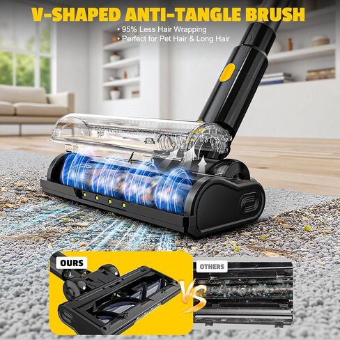 مكنسة كهربائية لاسلكية LIVOWALNY متوافقة مع بطارية DeWalt 20V، شفط 350W بدون فرش 40kPa، كوب غبار مزدوج 0.8 لتر، فرشاة أرضية LED وعصا مرنة 180 درجة للخشب الصلب والسجاد (البطارية غير متضمنة) in Kuwait