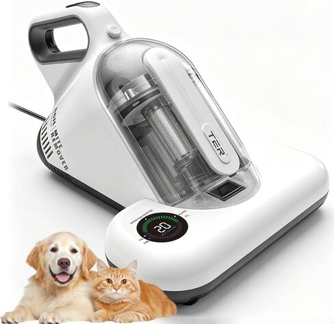 TER Bed Vacuum Cleaner, Smart Dust Sensor, HEPA Filter, 16Kpa Strong Suction & 35000 RPM Tapping, 131°F Heat, 5-in-1 Deep Cleaning Mattress Vacuum Cleaner UV for Bed/Couch/Pet Hair (Corded) in Saudi Arabia