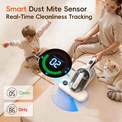 TER Bed Vacuum Cleaner, Smart Dust Sensor, HEPA Filter, 16Kpa Strong Suction & 35000 RPM Tapping, 131°F Heat, 5-in-1 Deep Cleaning Mattress Vacuum Cleaner UV for Bed/Couch/Pet Hair (Corded) in Saudi Arabia