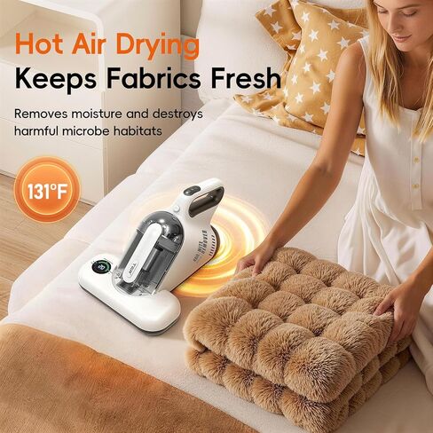 TER Bed Vacuum Cleaner, Smart Dust Sensor, HEPA Filter, 16Kpa Strong Suction & 35000 RPM Tapping, 131°F Heat, 5-in-1 Deep Cleaning Mattress Vacuum Cleaner UV for Bed/Couch/Pet Hair (Corded) in Saudi Arabia
