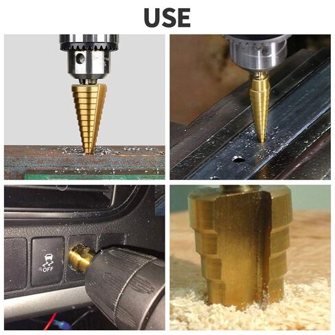 3PC Step Drill Bit Set, 1/4" Hex Shank High-Speed Steel Spiral Grooved Step Drill Bit for Sheet Aluminium Metal Wood Hole Drilling, 31 Step Sizes Taper Drill bit Set for DIY Lovers in Saudi Arabia