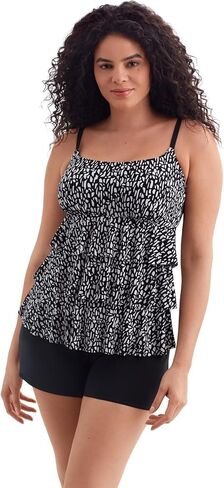 ملابس سباحة نسائية من قطعة واحدة من Paper Mache Ruffle Faux Shortini، أسود/أبيض، 16 in Kuwait