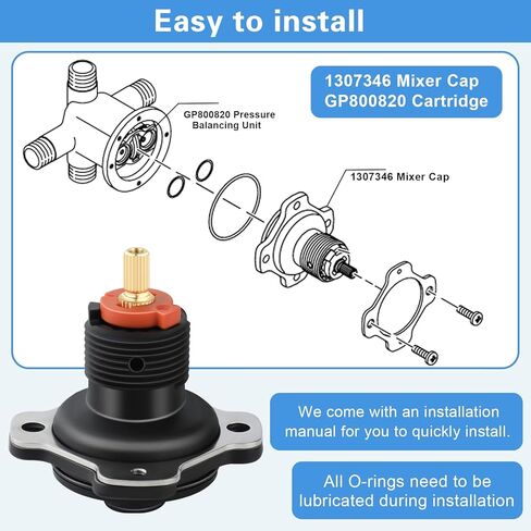 1307346 مجموعة غطاء الخلاط Sp Kit وخرطوشة وحدة موازنة الضغط GP800820 المتوافقة مع صمام دش Kohler، طقم إصلاح خرطوشة الدش لصمام الدش Rite-Temp وK-304، ريترو in Saudi Arabia