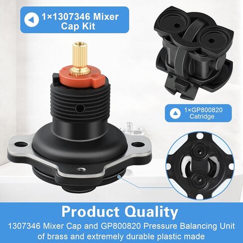 1307346 مجموعة غطاء الخلاط Sp Kit وخرطوشة وحدة موازنة الضغط GP800820 المتوافقة مع صمام دش Kohler، طقم إصلاح خرطوشة الدش لصمام الدش Rite-Temp وK-304، ريترو in Saudi Arabia