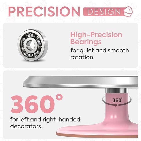 Riccle 12 Inch Pink Aluminium Alloy Revolving Cake Stand – Rotating Cake Turntable for Cake Decorating, Baking, and Cake Decorating Supplies in Saudi Arabia