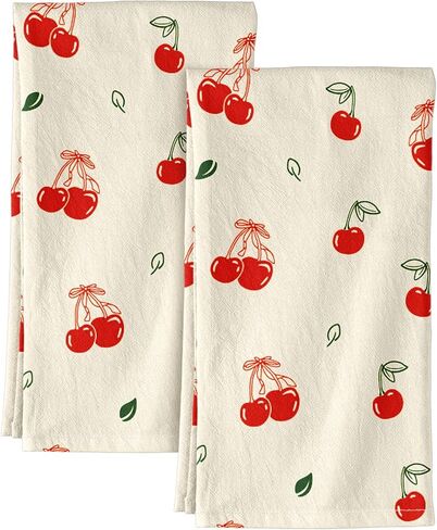 مجموعة مناشف المطبخ من Miss Adola Flour Sack مكونة من 2 - 18x26 مناشف أطباق قطنية مع حلقة تعليق، منشفة شاي قابلة لإعادة الاستخدام لتنظيف مناشف الأطباق الماصة للربيع، ديكور منزلي لطيف، تدفئة المنزل، طيور الليمون in Kuwait