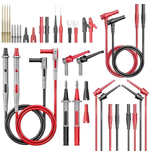 Goupchn 28PCS Multimeter Test Leads Kit with Alligator Clips Test Hook Clips Wire Piercing Probes Replaceable Precision Sharp Probes for Electrical Testing in Saudi Arabia