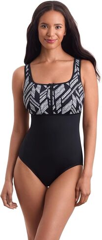 Mimi Flamingo Shape Solver Sport Women's Swimwear Glazed Skin Scoopneck Zipper Tank One Piece Swimsuit in Saudi Arabia
