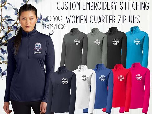 INK STITCH Women Lst357 Custom Embroidery Personalized Add Your Logo Texts PosiCharge Competitor Quarter Zip in Saudi Arabia
