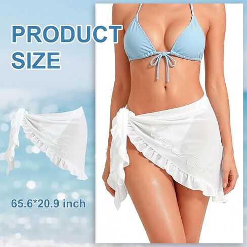 LADY&HOME Bridal Beach Skirt,Bride to Be Embroidered Sarong,Bride Bathing Suit Bachelorette Party Coverups Swimsuit in Saudi Arabia