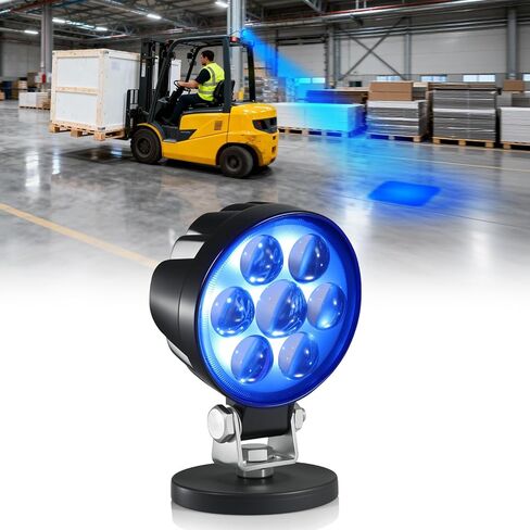 LED Forklift Safety Light Blue Spot Light with Magnetic Mount, DC10–80V Wide Voltage, IP68 Waterproof, Aluminum Housing, Compact Easy‑Mount Warning for Forklift/AGV Warehouse Safety in Saudi Arabia