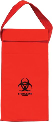 Hopkins Medical Products Biohazard Cooler Bag, 6.75 x 10 x 5.75 Inch, Red, Insulated, Durable Nylon, Easy to Clean, Biohazard Marked in Saudi Arabia