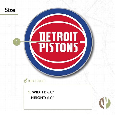 ملصق Desert Cactus Detroit Pistons NBA مرخص رسميًا من الفينيل ملصق زجاجة مياه للكمبيوتر المحمول ودفتر قصاصات السيارة (فرد 1) in Saudi Arabia