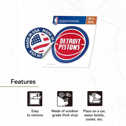 ملصق Desert Cactus Detroit Pistons NBA مرخص رسميًا من الفينيل ملصق زجاجة مياه للكمبيوتر المحمول ودفتر قصاصات السيارة (فرد 1) in Saudi Arabia