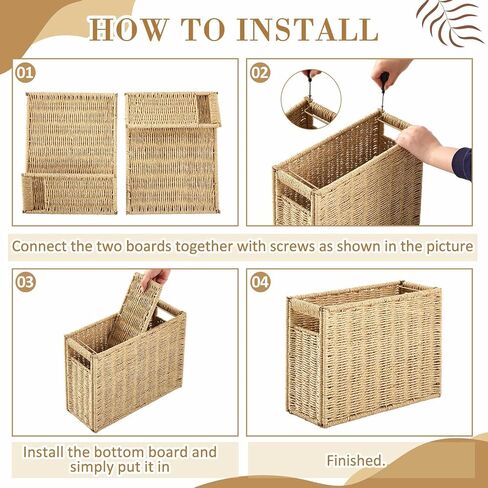 Seagrass Hanging File Box 14.5 x 6 x 10.8 Inch Decorative File Basket Woven Document Organizer with Handle Collapsible Letter Size Filing for Office Home Storage Decor in Saudi Arabia