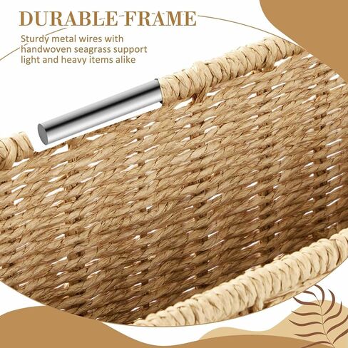 Seagrass Hanging File Box 14.5 x 6 x 10.8 Inch Decorative File Basket Woven Document Organizer with Handle Collapsible Letter Size Filing for Office Home Storage Decor in Saudi Arabia