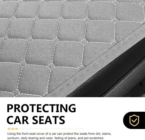 Car Seat Cover, Breathable Linen Car Seat Cushion for Seasons, Anti-Slip Driver and Passenger Seats Pads with Storage Pockets, Universal for Most Cars (Black) in Saudi Arabia