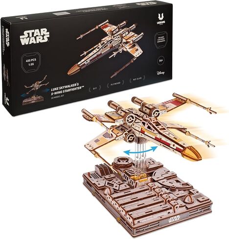 UGEARS Star Wars ™ Luke Skywalker's X-Wing Starfighter ™ ألغاز خشبية ثلاثية الأبعاد للبالغين - مجموعات نماذج خشبية ميكانيكية، مجموعة نماذج حرب النجوم، لغز ثلاثي الأبعاد DIY، هواية للبالغين، دعابة الدماغ in Kuwait