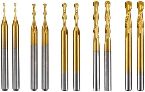 10pcs Ball Nose End Mills CNC Router Bits 1/8 Inch Shank Spiral Carbide Mill Titanium Coating 2 Flutes Milling Cutter in Saudi Arabia