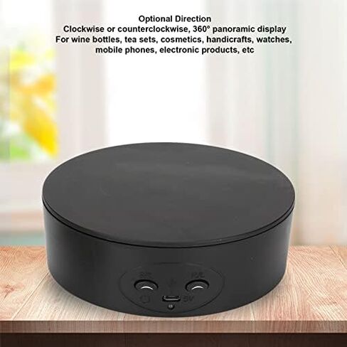 360 Degree Rotating Display Stand, Electric Turntable for Wine Bottles Cosmetics Watches, 3kg Load Capacity, Quiet Operation, USB or Battery Powered, Clockwise Counterclockwise (White) in Saudi Arabia