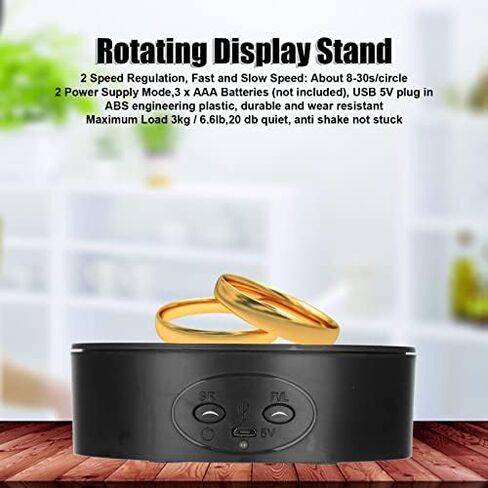 360 Degree Rotating Display Stand, Electric Turntable for Wine Bottles Cosmetics Watches, 3kg Load Capacity, Quiet Operation, USB or Battery Powered, Clockwise Counterclockwise (White) in Saudi Arabia