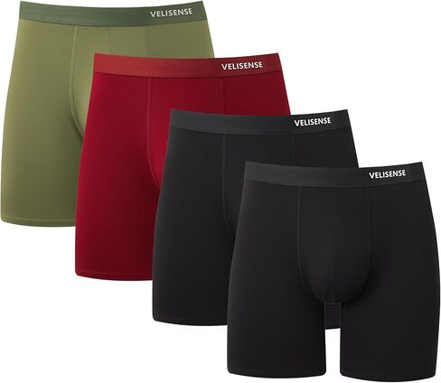 Men's Underwear Soft Anti-Friction Cotton Boxer Briefs for Men 4 Pack, Breathable, Tagless in Saudi Arabia