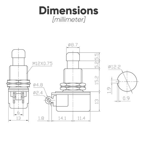2 حزمة من مفتاح القدم اللحظي، إيقاف (تشغيل) SPST 2Pin 12 مم/0.47 بوصة مفتوح عادة ناعم الملمس وشديد التحمل، زر ضغط على زر القدم لدواسة تأثير الجيتار in Kuwait