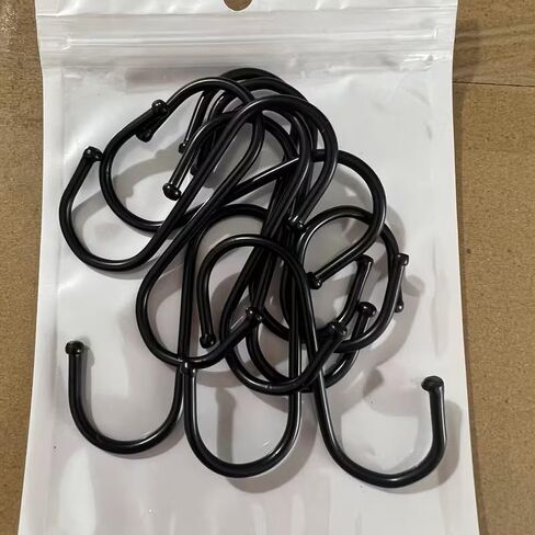 6pcs Stainless Steel S-Shaped Hooks, Heavy Duty Metal Hooks, Non-Slip Durable Construction, Sturdy Design, Multi-Purpose Wardrobes Garden Kitchen Accessories, Black in Saudi Arabia