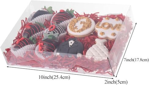 RomanticBaking 20Pcs 10x7x2Inch Clear Easter Cookies Boxes Chocolate Covered Strawberries Boxes Truffle Boxes Bakery Boxes Cakesickle Macaron Treat Boxes for Christmas Valentine's Mother's Day in Saudi Arabia