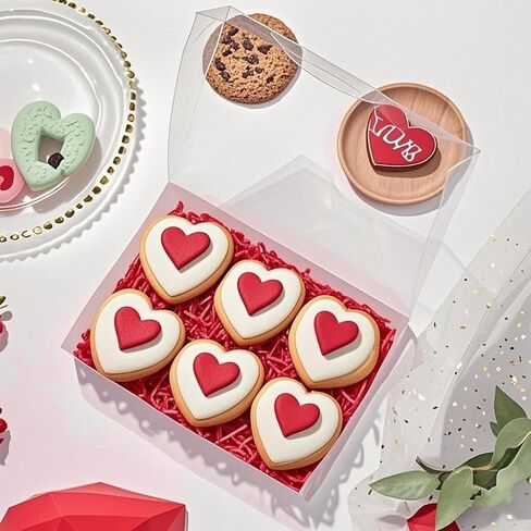 RomanticBaking 20Pcs 10x7x2Inch Clear Easter Cookies Boxes Chocolate Covered Strawberries Boxes Truffle Boxes Bakery Boxes Cakesickle Macaron Treat Boxes for Christmas Valentine's Mother's Day in Saudi Arabia