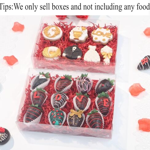 RomanticBaking 20Pcs 10x7x2Inch Clear Easter Cookies Boxes Chocolate Covered Strawberries Boxes Truffle Boxes Bakery Boxes Cakesickle Macaron Treat Boxes for Christmas Valentine's Mother's Day in Saudi Arabia
