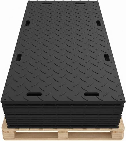 سجادة حماية أرضية بسمك 3 × 8 بوصة - ½ بوصة - نمط مداس ماسي HDPE قابل لإعادة التدوير - غير قابل للانزلاق وقابل لإعادة الاستخدام ومقاوم للماء - حصائر الممرات والبناء للمعدات والمناظر الطبيعية - عبوة من 5 قطع in Saudi Arabia