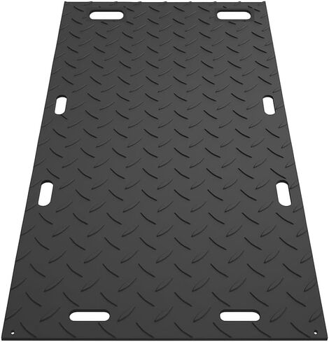 سجادة حماية أرضية بسمك 3 × 8 بوصة - ½ بوصة - نمط مداس ماسي HDPE قابل لإعادة التدوير - غير قابل للانزلاق وقابل لإعادة الاستخدام ومقاوم للماء - حصائر الممرات والبناء للمعدات والمناظر الطبيعية - عبوة من 5 قطع in Saudi Arabia