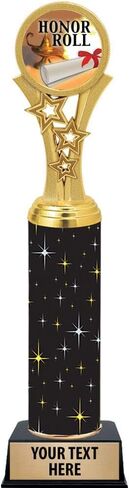 Crown Awards Honor Roll Trophies, 11" Black Midnight Honor Roll Trophy, Customize Now Prime in Saudi Arabia
