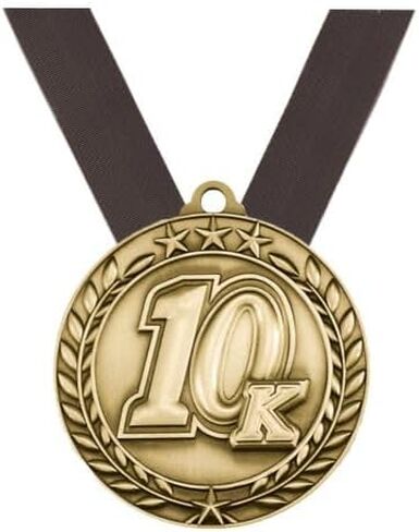 جوائز العقد وسام إكليل 10K - ذهبي | ميدالية ماراثون منقوشة مع شريط للرقبة - عرض 2.75 بوصة - قم بالتخصيص الآن in Saudi Arabia