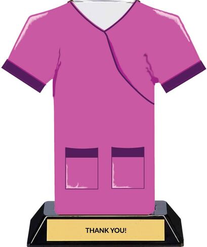 Pink Scrub Top Trophy - Medical Doctor Nurse CNA Surgical Award - Custom Engraved in Saudi Arabia