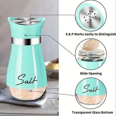 Salt And Pepper Shakers Set, 4 0z Glass Bottom Salt And Pepper Jars With Stainless Steel Lid For Kitchen Cooking Table, RV, Camp, BBQ Refillable Design,Spice Shakers, kitchen Utensils in Saudi Arabia
