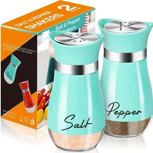 Salt And Pepper Shakers Set, 4 0z Glass Bottom Salt And Pepper Jars With Stainless Steel Lid For Kitchen Cooking Table, RV, Camp, BBQ Refillable Design,Spice Shakers, kitchen Utensils in Saudi Arabia