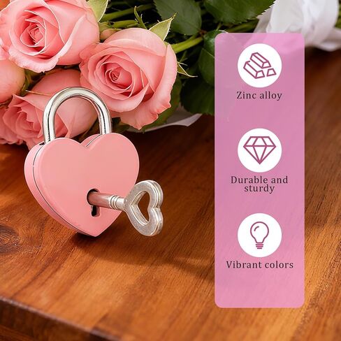 4Pcs Multicolor Mini Heart Locks,Heart Shaped Lock Love Locks Cute Diary Lock and Key Set for Luggage, Jewelry Box, Suitcase, Backpack in Saudi Arabia