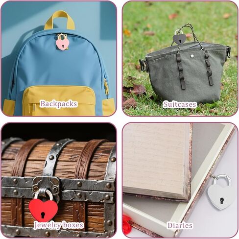 4Pcs Multicolor Mini Heart Locks,Heart Shaped Lock Love Locks Cute Diary Lock and Key Set for Luggage, Jewelry Box, Suitcase, Backpack in Saudi Arabia
