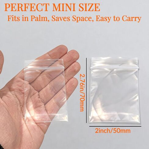 150 PCS Small Plastic Bags 2" x 2.76", 2.4 Mil Clear Resealable Zipper Bags, Mini Zip Lock Baggies for Jewelry, Beads, Screws, Crafts, Snacks & Small Parts Organization (2"×2.76") in Saudi Arabia