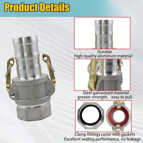 مجموعة abliubale 2 مجموعة تركيبات Camlock من النوع C&A مقاس 2 بوصة من الألومنيوم ومجموعة تركيب خرطوم الأخدود تتضمن 2 بوصة خرطوم عرقوب من النوع C خرطوم الأخدود محول قطع الاتصال السريع، 2 بوصة عرقوب نوع قفل كام in Kuwait
