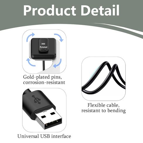 2-Pack Fast Charger Compatible with Fitbit Charge 6/5 & Luxe,Charging Cable Replacement Accessories with Reset Button & Aluminum Magnetic Charger Docks for Home & Trav in Saudi Arabia