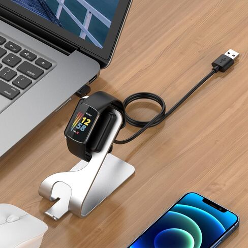 2-Pack Fast Charger Compatible with Fitbit Charge 6/5 & Luxe,Charging Cable Replacement Accessories with Reset Button & Aluminum Magnetic Charger Docks for Home & Trav in Saudi Arabia