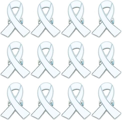 25 Pcs Lung Cancer Awareness Pins White Ribbon Pins Peace Promote Blindness Victims of Terrorism and Adoption Awareness Pin in Saudi Arabia