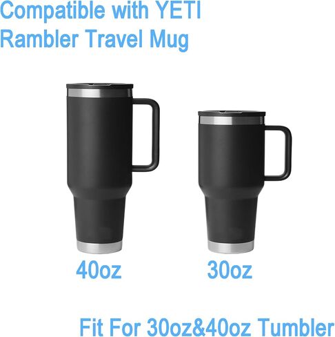 40 oz Tumbler Replacement Lid Compatible with YETI Rambler 40 oz Travel Mug，Flip Straw Lid with Handle Leakproof Compatible with YETI 30 oz Rambler 2Pack in Saudi Arabia