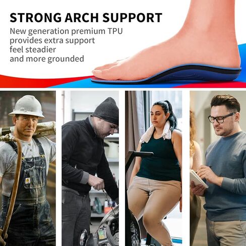 Walkomfy Heavy Duty Support Pain Relief Orthotics - 210+ lbs Plantar Fasciitis High Arch Support Insoles for Men Women, Flat Feet Orthotic Insert, Work Boot Shoe Insole, Absorb Shock with Every Step in Saudi Arabia